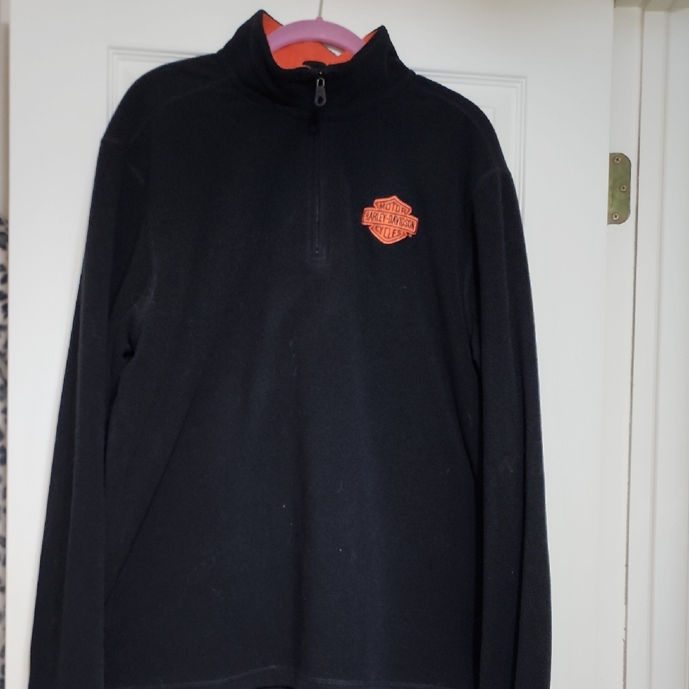 Harley-Davidson Black and Orange 1/4 Zip-Up Fleece